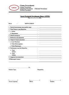 Formulir Surat Perintah Perjalanan Dinas 2 Download